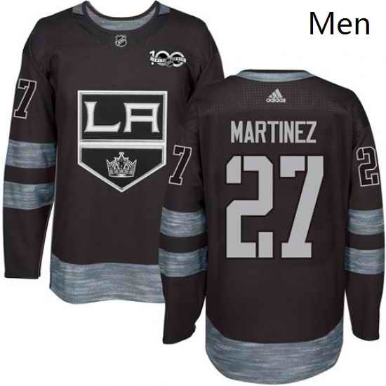 Mens Adidas Los Angeles Kings 27 Alec Martinez Premier Black 1917 2017 100th Anniversary NHL Jersey